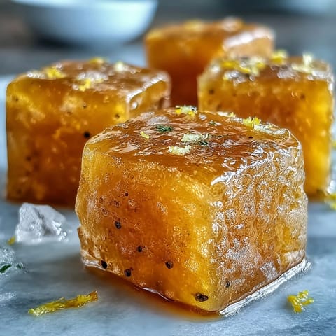 Bright yellow lemon ginger turmeric wellness cubes sit in an ice cube tray, ready to add a zesty health boost to your water or smoothies. 