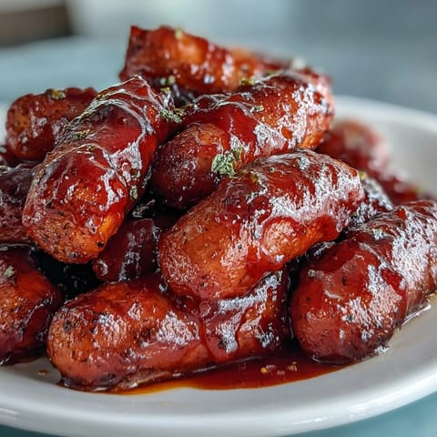 Tender, slow-cooked Little Smokies coated in sticky barbecue sauce for an easy game-day appetizer.