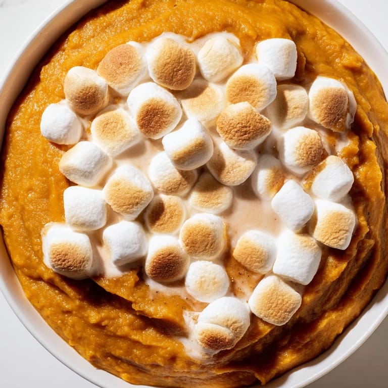 Hot and creamy Sweet Potato Casserole baking in a dish, ready for a comforting holiday meal.