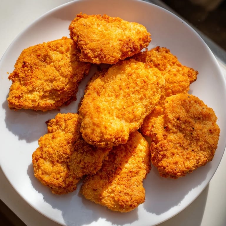 Close-up of freshly fried, perfectly golden Chicken Nuggets, offering a delicious crispy bite and savory flavor.