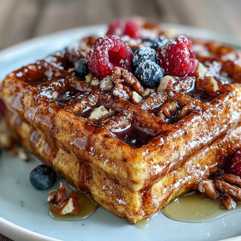 Freshly cooked Anti-Inflammatory Adaptogenic Turmeric Waffles stacked high, showcasing a vibrant golden hue from turmeric and warm spices.  