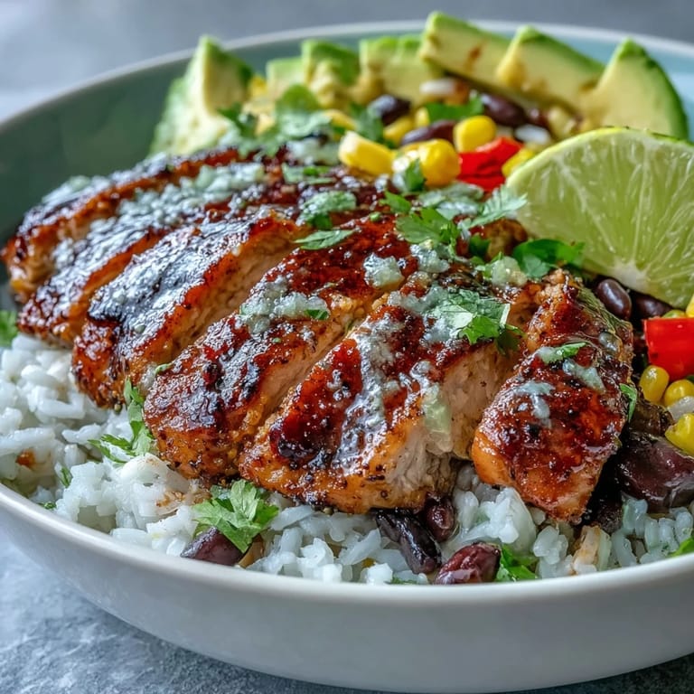 Sizzling Cajun Chicken Bowl in a rustic bowl with lime wedges on the side for extra zest.