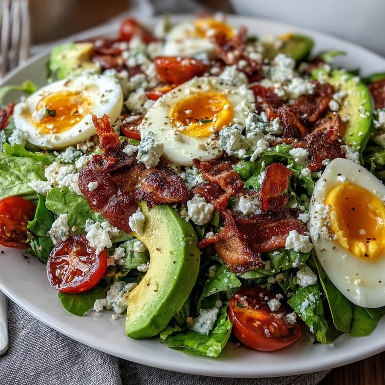 Vibrant Spring Cobb Salad with Strawberries and Avocado - loaded with ripe berries, buttery avocado, crunchy cucumbers, and tangy feta for a perfect seasonal dish.