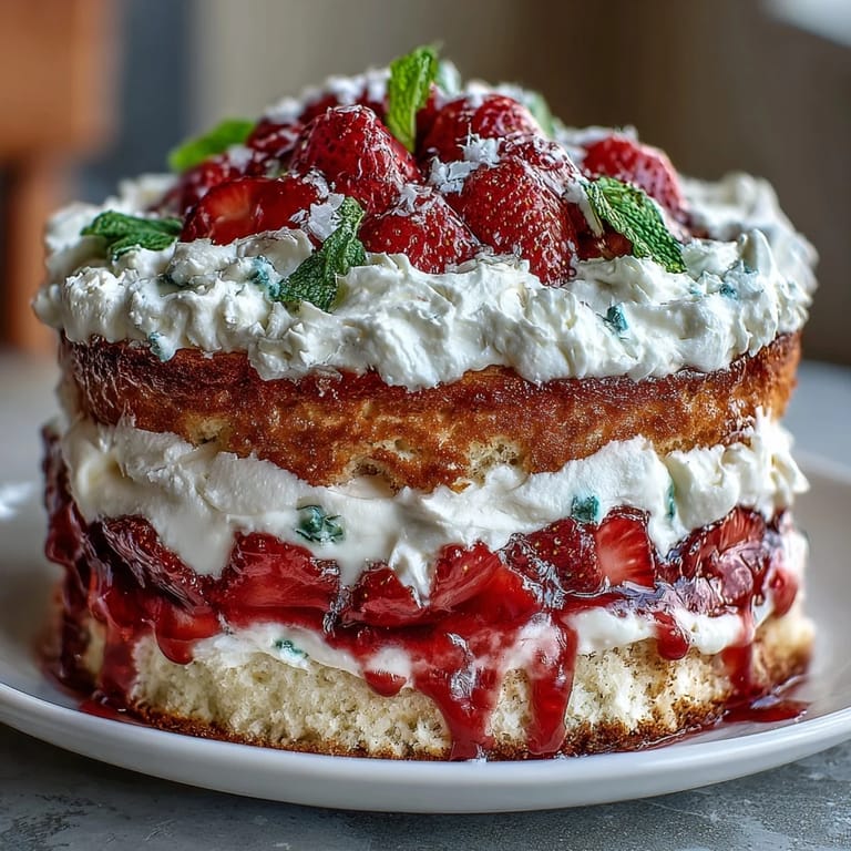 Light and elegant naked cake layered with juicy strawberries and vanilla cream.